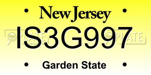 IS3G997 New Jersey License Plate