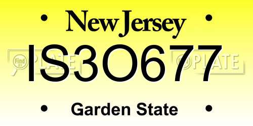 IS3O677 New Jersey License Plate