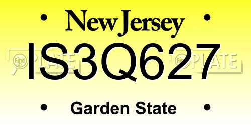 IS3Q627 New Jersey License Plate