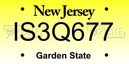 IS3Q677 New Jersey License Plate