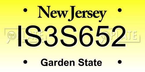 IS3S652 New Jersey License Plate