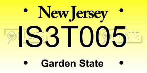 IS3T005 New Jersey License Plate