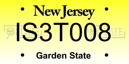 IS3T008 New Jersey License Plate