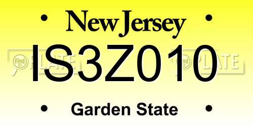 IS3Z010 New Jersey License Plate