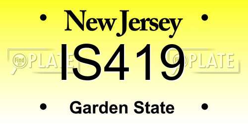 IS419 New Jersey License Plate