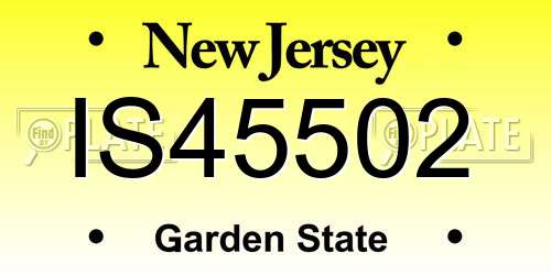 IS45502 New Jersey License Plate