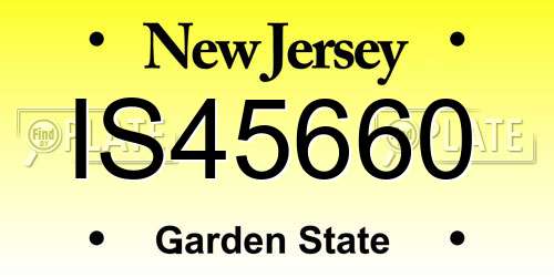 IS45660 New Jersey License Plate