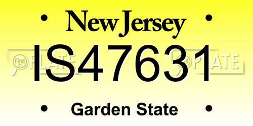 IS47631 New Jersey License Plate