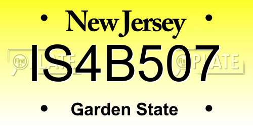 IS4B507 New Jersey License Plate