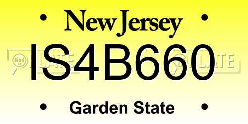 IS4B660 New Jersey License Plate
