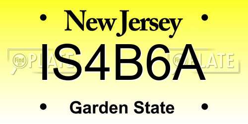 IS4B6A New Jersey License Plate