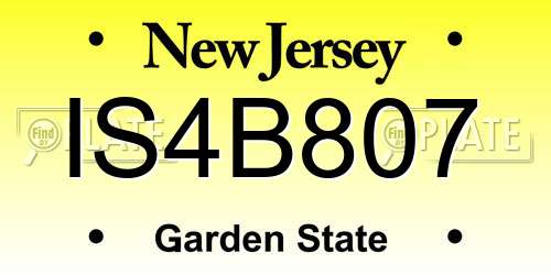 IS4B807 New Jersey License Plate