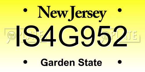 IS4G952 New Jersey License Plate