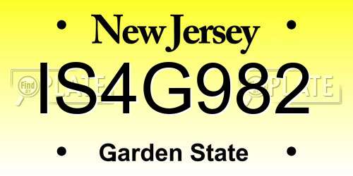 IS4G982 New Jersey License Plate