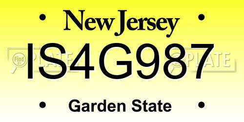 IS4G987 New Jersey License Plate