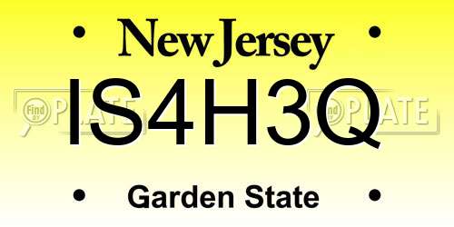 IS4H3Q New Jersey License Plate
