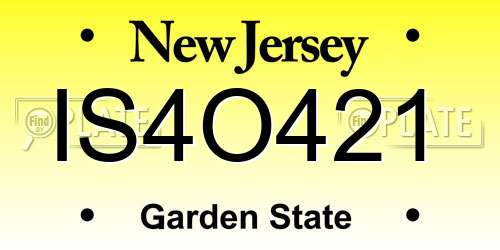 IS4O421 New Jersey License Plate