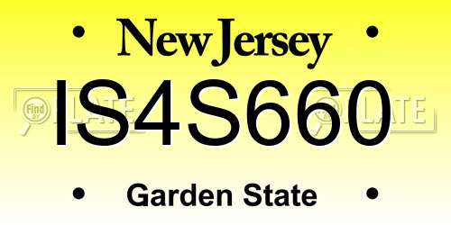 IS4S660 New Jersey License Plate