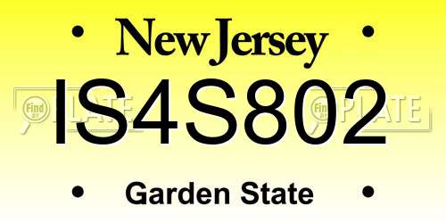 IS4S802 New Jersey License Plate