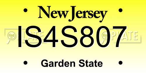 IS4S807 New Jersey License Plate