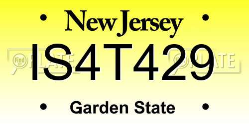 IS4T429 New Jersey License Plate
