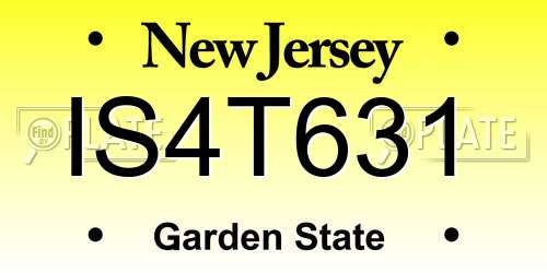 IS4T631 New Jersey License Plate