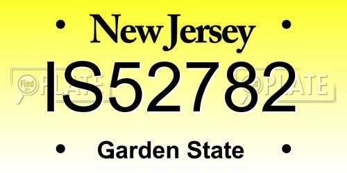 IS52782 New Jersey License Plate