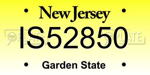 IS52850 New Jersey License Plate