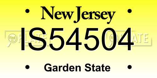 IS54504 New Jersey License Plate