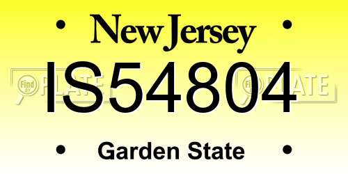 IS54804 New Jersey License Plate