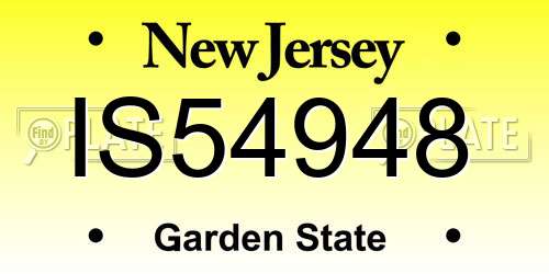 IS54948 New Jersey License Plate