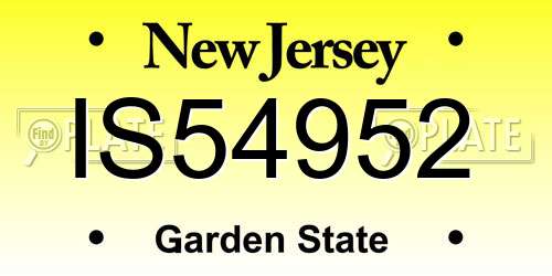 IS54952 New Jersey License Plate