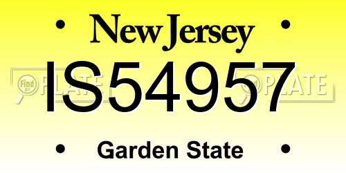 IS54957 New Jersey License Plate