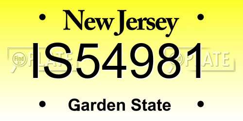IS54981 New Jersey License Plate