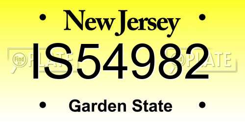 IS54982 New Jersey License Plate