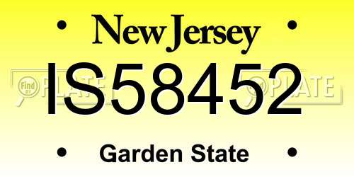 IS58452 New Jersey License Plate