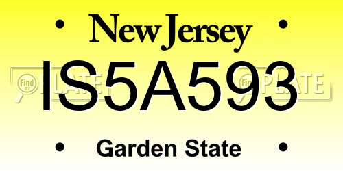 IS5A593 New Jersey License Plate