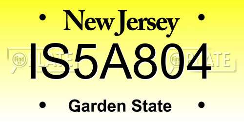 IS5A804 New Jersey License Plate