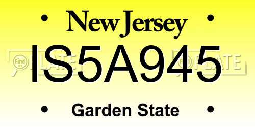 IS5A945 New Jersey License Plate