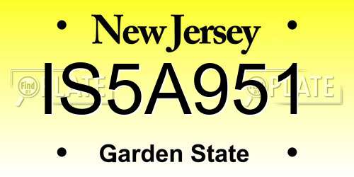 IS5A951 New Jersey License Plate