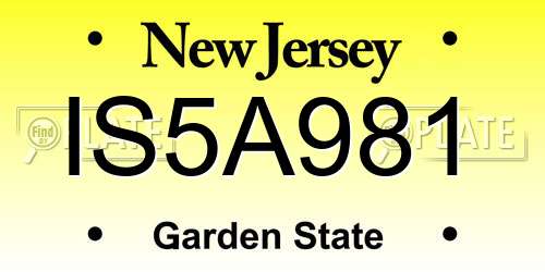IS5A981 New Jersey License Plate