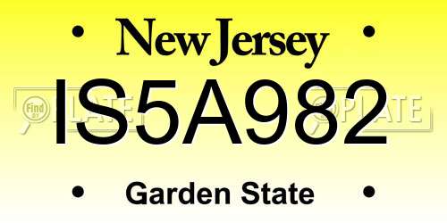 IS5A982 New Jersey License Plate