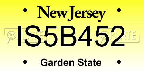 IS5B452 New Jersey License Plate