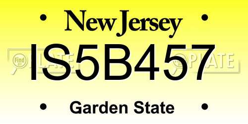 IS5B457 New Jersey License Plate