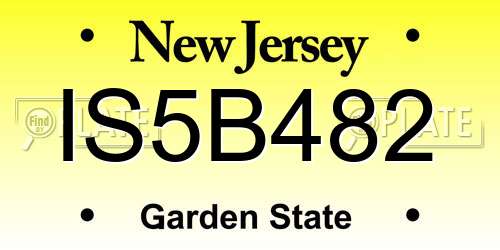 IS5B482 New Jersey License Plate