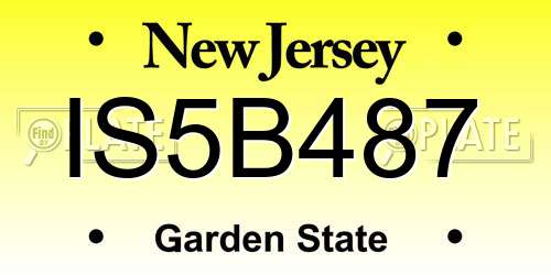 IS5B487 New Jersey License Plate