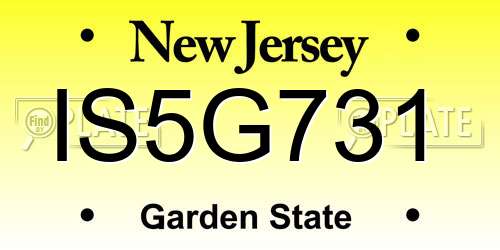 IS5G731 New Jersey License Plate