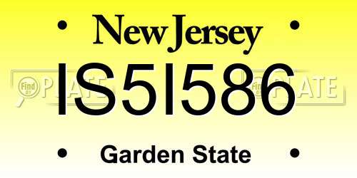 IS5I586 New Jersey License Plate