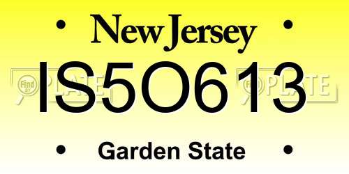 IS5O613 New Jersey License Plate