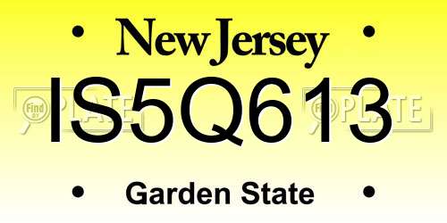 IS5Q613 New Jersey License Plate